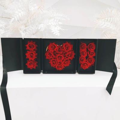 China Other I LOVE YOU Luxury Design 3 Layers Square Box Wholesale Gift Wrapping Paper Flower for sale