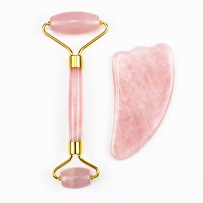 China Wholesale Set Natural Jade Double Head Roller Jade Facial Roller Jade Face Roller Gua Sha Sha Jade Roller Massage Double Head Roller for sale