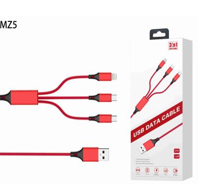 China Mobile Phone Factory OEM 3 in 1 USB Type C Nylon Braided Cable Charging Data Cable USB C Cable for sale