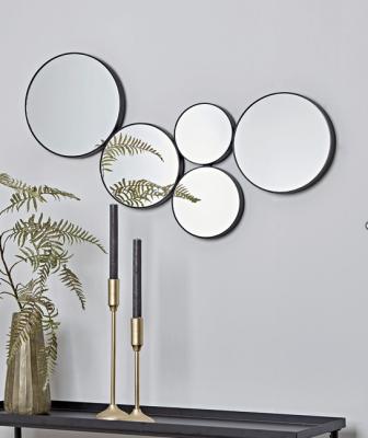 China Modern OJC Elegantly Designed Abstract Round Mirror Gray Contemporary Metal Wall Mirror for sale