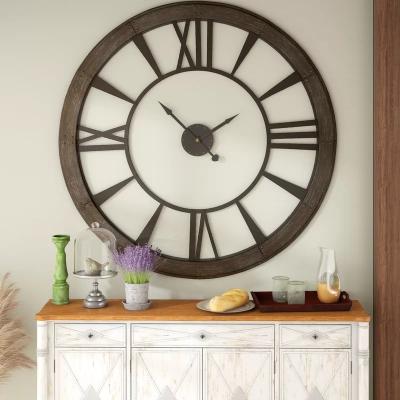 China Antique Style OJC Farmhouse Wall Clock Arabic Numerals Style Round Silent Rustic Chic Wall Clock for sale