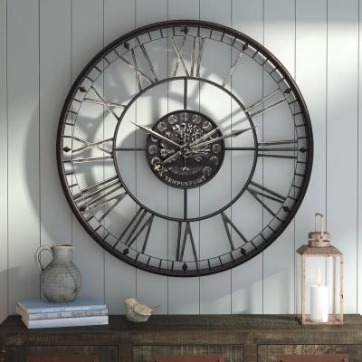 China New Arrival Antique Style OJC Tending Metal Wall Clock Farmhouse Decor Home Wall Clock For Living Room for sale