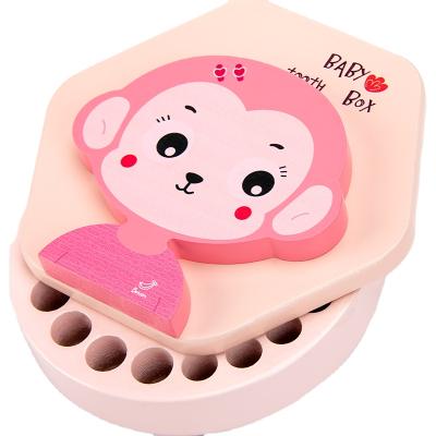 China Hot Popular Cute Eco-friendly Material Kids Tooth Container To Keep Kids Memory Baby Deciduous Wooden Tooth Storage Box for sale