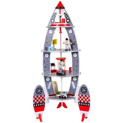 China Newest Popular Intelligence Design Model Rocket Mold Baby Learning Educational Developing Wooden Toys For Children for sale