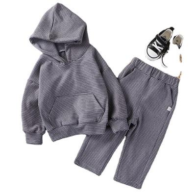 China Fashion\baby boy comfortable\durable clothes 2021 new children autumn and winter Korean version of loose stripe sports suits children's boys and girls clothing casual hoodie for sale