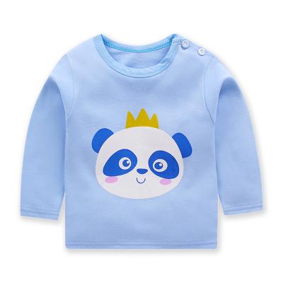 China Soft Long Sleeve Printed Embroidery Kids Clothing Ribbed Newborn Cotton Baby T-shirt For Unisex Baby for sale