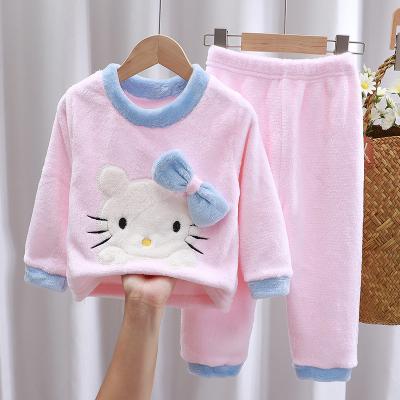 China Wholesale Cozy Winter Flannel Children Sleepwear Warm Fleece Pajamas Homewear for sale