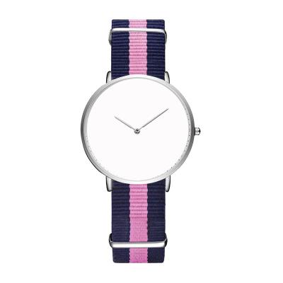 China Water Resistant 36mm Small Dial Women Quartz Watches Blank Sublimation Watch Band Japan Movement Nylon Photo Logo Printing for sale