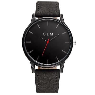 China Water Resistant China Supplier Black OEM Clean Logo Watch Custom Mens Watch Logo Watches Engraved Custom Made Custom Leather for sale