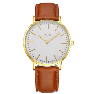 China Minimalist Water Resistant Custom Your Logo Watches Men Women Gold Vegan Quartz Alloy OEM Leather Wristwatches Cheap Classic Watches for sale