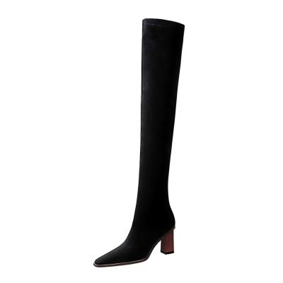 China European and American 333-3 BIGTREE durable sexy boots nightclub style chunky heel suede ladies party over the knee boots for sale