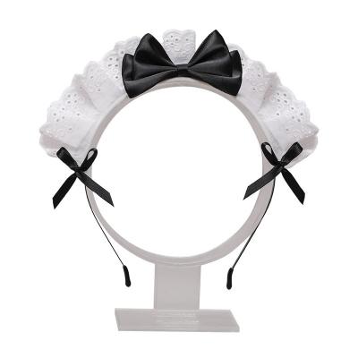 China Handmade Japanese two-dimensional Lolita headwear Cosplay Lolita hair accessories lace up bow maid headband for sale