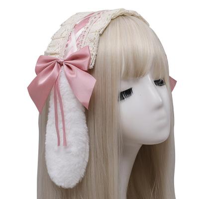 China Cute Soft Ear Hairpin Bunny Hairpin Bunny Hairpin Lace Bow Cosplay Stuffed Animal Lolita Cosplay Stuffed Animal Lolita Hair Band Detachable Hair Band for sale