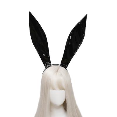 China Handmade Cute Cosplay Bunny Maid Headwear Lolita Halloween Dress Up Leather Headband for sale