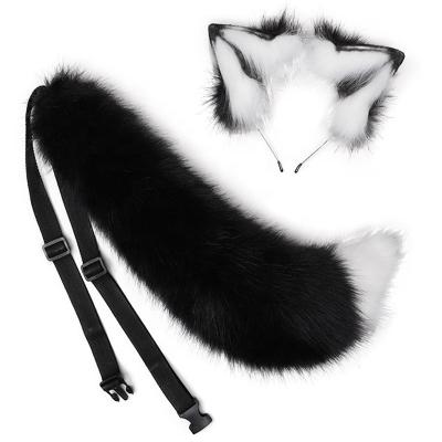 China King Handmade Fenril Wolf Headband Lolita Cosplay Headdress JK Cosplay Animal Ear and Tail Set for sale