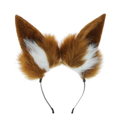 China Cosplay Simulated Fox Animal Handcrafted Diffuse Yuzao Demon Dress Show Plush Headband Ear Hair Ornament Front Headdress for sale