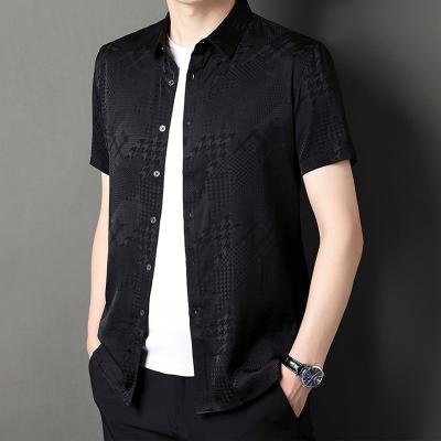 China Breathable Classic Style Chinese Supplier Men 97% Custom Silk Shirts for sale