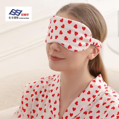 China Shading Light Lovely Red-Heart Design Adjustable 100% Silk Eye Mask with Elastic Band for sale