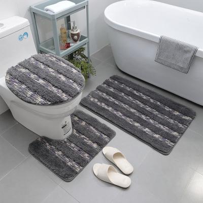 China Viable Factory Wholesale Blankets Non Slip Microfiber Chenille 3 Pc/Pieces Bath Mats Set For Bathroom for sale