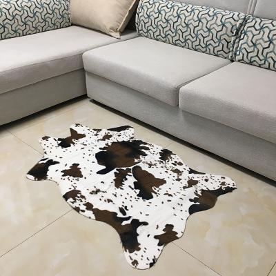 China Area Cowhide Blanket Microfiber Faux Fur Acrylic Rug Cow Print Blanket Anti-Slip Mat for sale