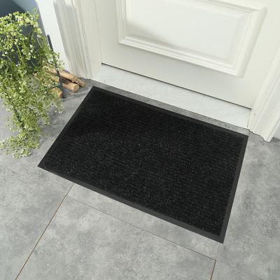 China Best Business Custom Made Outdoor Home Waterproof PVC Anti Slip Bottom Door Mat Black for sale