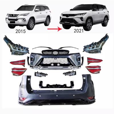 China Hot Selling ABS Body Kit Include Front And Rear Bumper With Grill Headlight For Toyota Fortuner 2014-2020 To 2021model Upgrade for sale