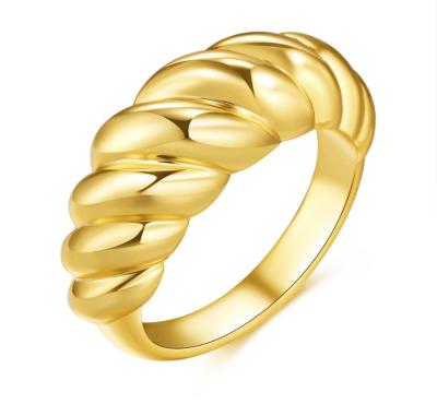 China Hot-selling high quality 18k gold plated twisted copper ring in high quality for women wear in daily life, Marfend Jewelry for sale