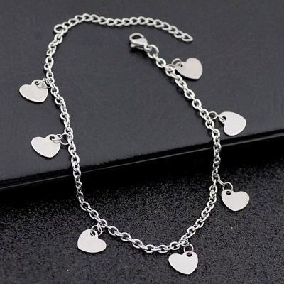 China Cute Fashion Love Stainless Steel Anklet Chain With Heart Foot Jewelry Marfend Jewelry for sale