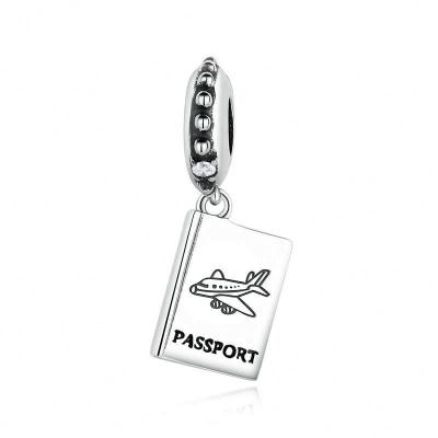 China Marfend Cute 925 Sterling Silver Passport Airplane Charm fit bracelet travel jewelry and bead making for sale