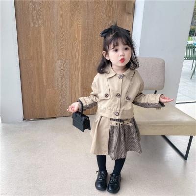 China 2021 Baby Spring Autumn Long Sleeve Plaid Coat Casual Jacket Skirt Kids Fashion To Children 2pcs Outfits for sale