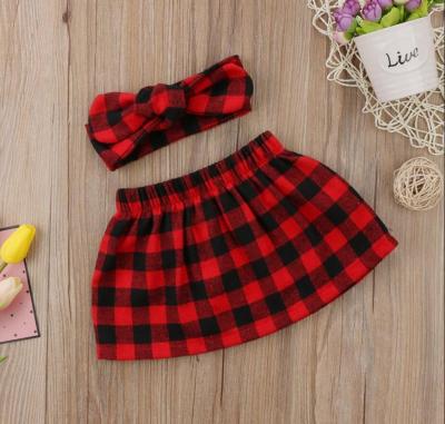 China Korean Hair Band Summer Foreign Trade Newborn Plaid Infant Tutu Skirt Breathable Hot Selling Newborn Headband Set 2 Pieces Children Clothes for sale