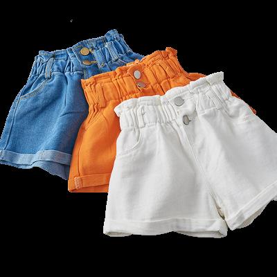 China 2021 Summer Girls Size Breathable Cute Flower Bud New High Shorts Korean Children's Jeans for sale