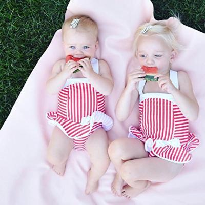 China 2019 latest baby girls red white stripe fast delivery wholesale one-piece small breathable hot sale Korean swimwear for sale