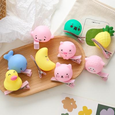 China Lovely And Comfortable Cartoon Pig Girl Hairpin Cute Children Korean Japanese Fashion Funny Whole Person Toy BB Hair Clip Jewelry for sale