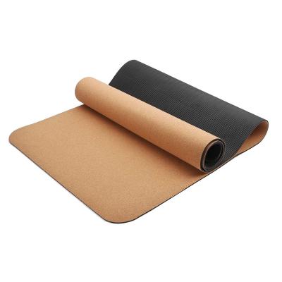 China Custom Logo Comfortable 4mm Thick 5mm Yoga Met Eco-friendly Rubber Cork Mat Wholesale Organic Cork Strip Yoga Mat zu verkaufen