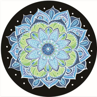 China Anti-Slip Outdoor Round Mandala Rubber Meditation Yoga Mat Microfiber Suede Yoga Mat for sale