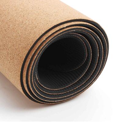 Китай Durable Professional Non Slip Design Exercise Gym Fitness 6mm Custom Tape Cork Yoga Mat продается