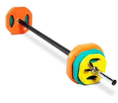 Cina Durable Gym Fitness Lifting Up Colorful Rubber Coated Adjustable Barbell Weight Set in vendita