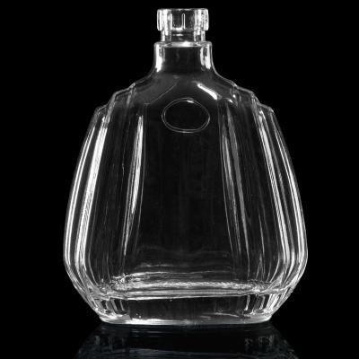 China Super Beverage 770ML Flint Flask Polygonal Glass Wine Bottle Brandy for sale