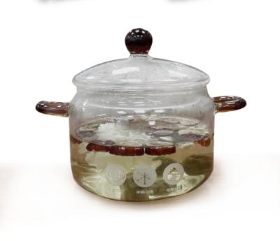 China SHENGXI Household Stocked 450ml Mini High Borosilicate Transparent Glass Cooked Soup Pot for sale