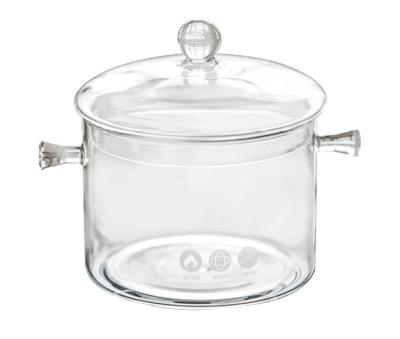 China Factory wholesale 1.3L 1.5L 2L small heat resistant health stored binaural glass borosilicate cooking soup pot for sale