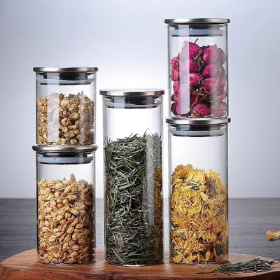 China Amazon Borosilicate Glass Food Storage Jars Set Storage Preservation Small Storage Containers Hot Glass Spice Jars for sale