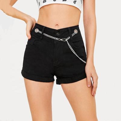 China 2021 New products Amazon wholesales summer fashion ladies denim QUICK DRY shorts with belt women's denim shorts for sale