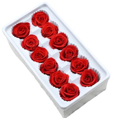 China High Quality Fashional Valentine's Day A Grade 3-4cm Real Touch Lasting Eternal Stabilized Flower Head Preserved Rose In Box for sale