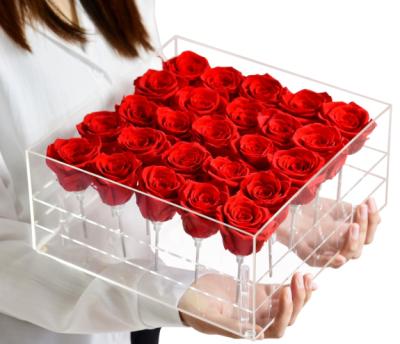 China Fashional Transparent Clear Acrylic Rose Box Perspex Gift For Flower Jewelry Gift Display Box for sale