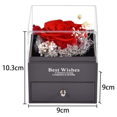 China Fashional Handmade Acrylic Flower Box Amazon Customized Acrylic Rose Box For Valentine's Day Gifts for sale