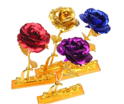 China Fashional Amazon Galaxy Rose Flower Artificial Quartz Crystal Rose 24k Decorative Saint Valentine Gift for sale