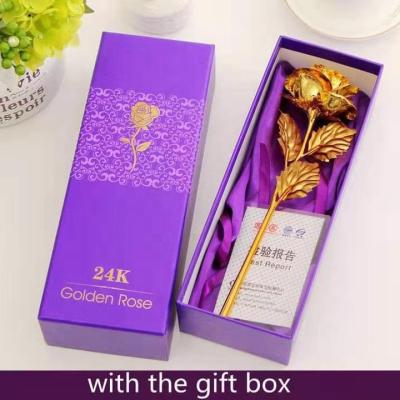 China 2021 Hot Sale 24k Gold Foil Fashional Amazon Rose With Gift Box Simple Gold For Wedding Girlfriend Gifts for sale