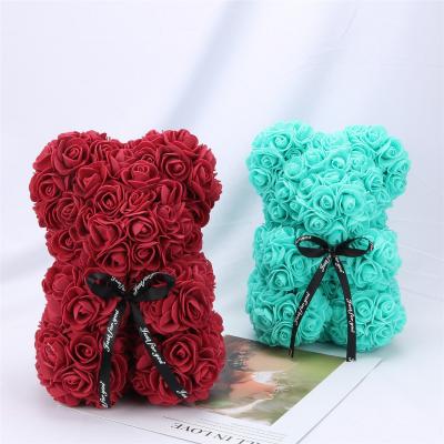 China Fashional 25CM Valentine's Day Girlfriend Birthday Gift Foam Rose Bear Rose Bears Popular Wedding Decoration for sale