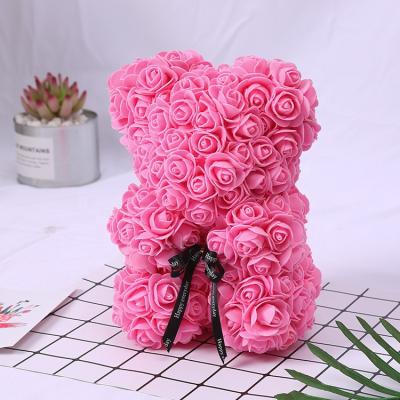 China Wholesale High Quality Red Flower Rose Bears Fashional 25cm PE Foam Teddy Rose for Valentine's Day Gifts for sale